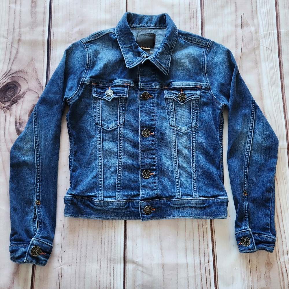 True Religion "Dusty Western Trucker Jacket" Blue Jean Denim | Women's Size XS - Picture 2 of 10